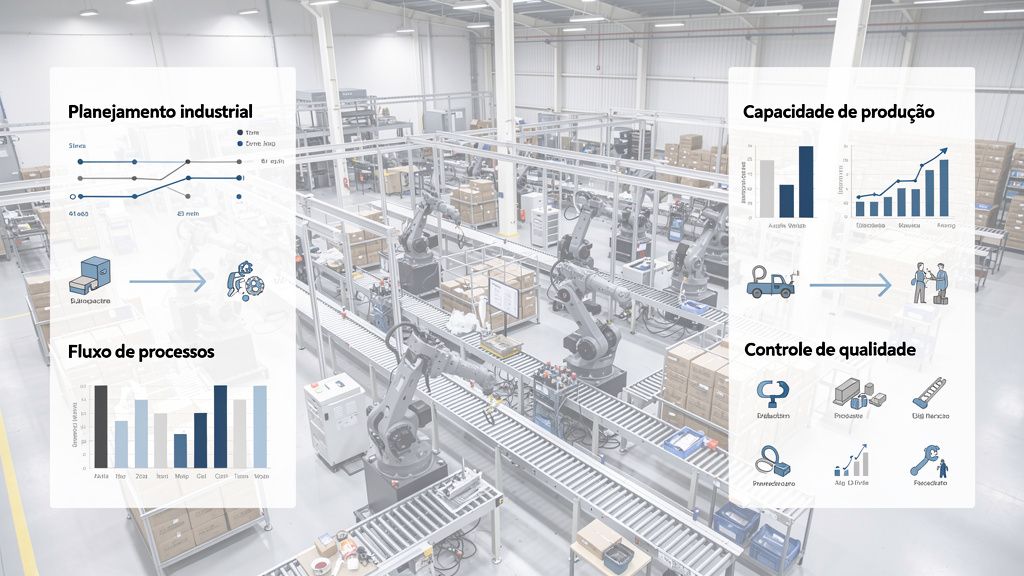 A clean dashboard on a tablet showing real-time factory KPIs like OEE, cost per unit, and order status