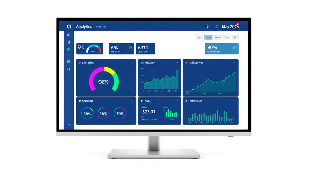 A clean dashboard showing real-time OEE and production costs, representing control