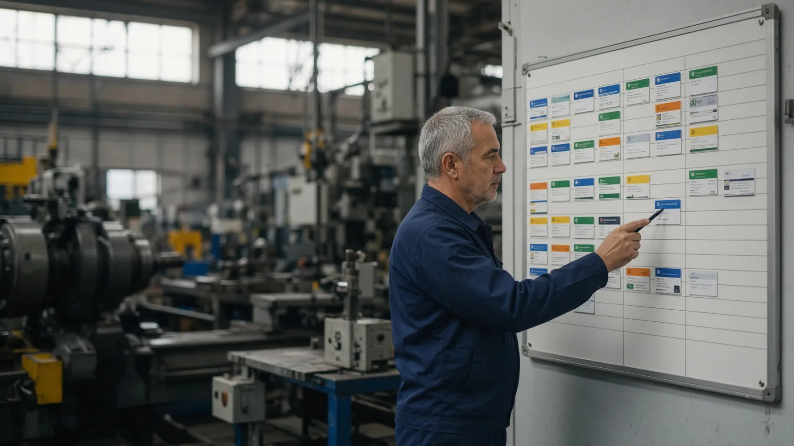 Quadro de programação da produção em fábrica metal-mecânica