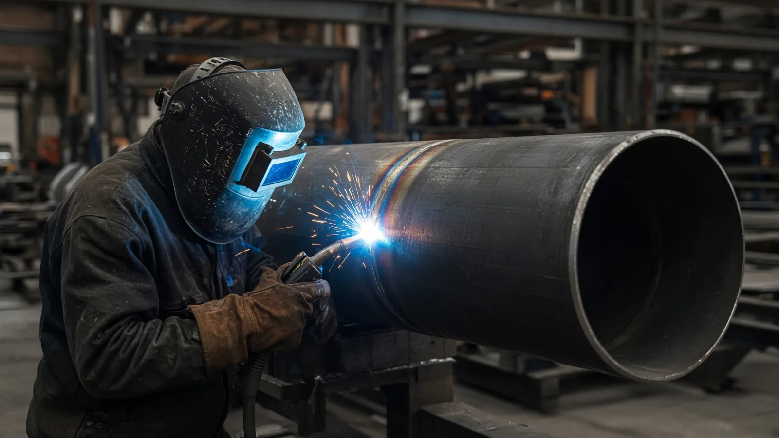 Soldagem de spool de tubulação em oficina de fabricação para Oil and Gas